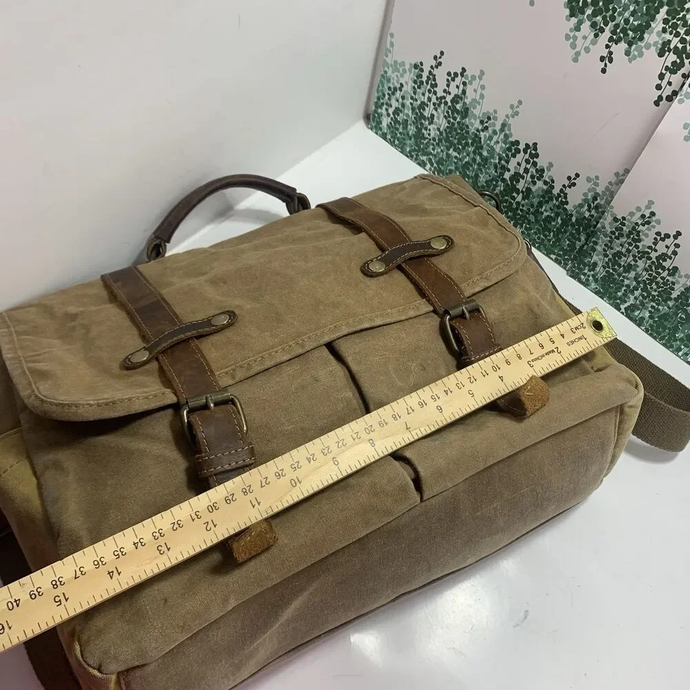 NEWHEY Waxed Waterproof Messenger Bag Laptop Briefcase Shoulder Strap Classic